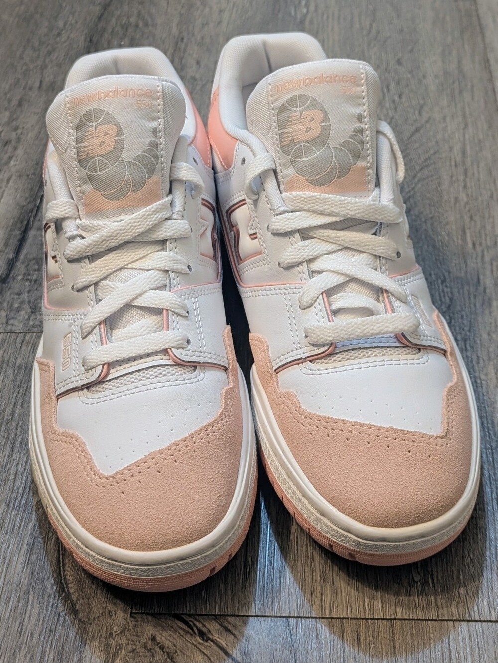 New Balance 550 White & Blush Pink Leather Sneakers NWOT - Picture 2 of 7
